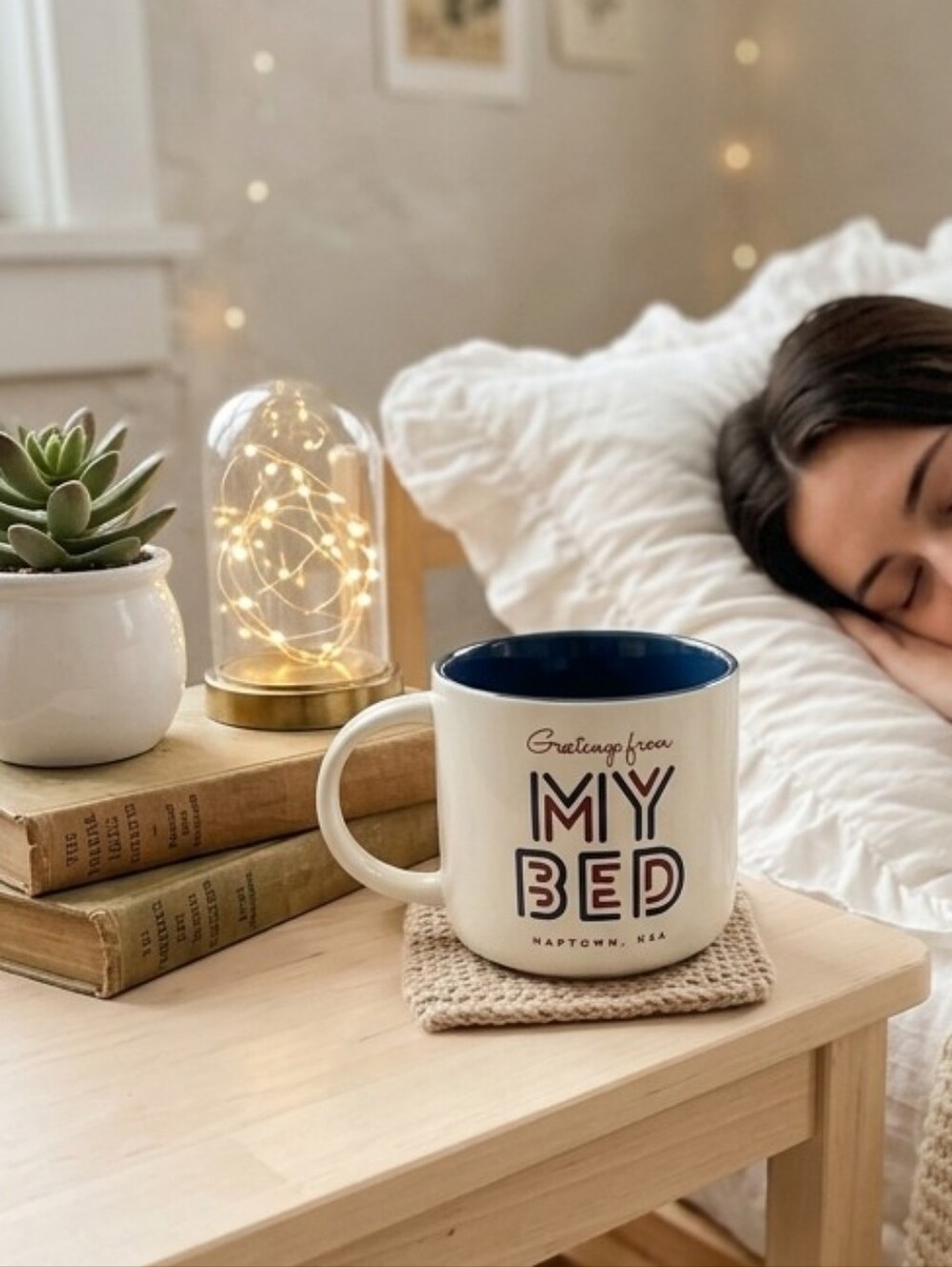 Threshold "Greetings from my bed Naptown, USA" coffee or tea mug